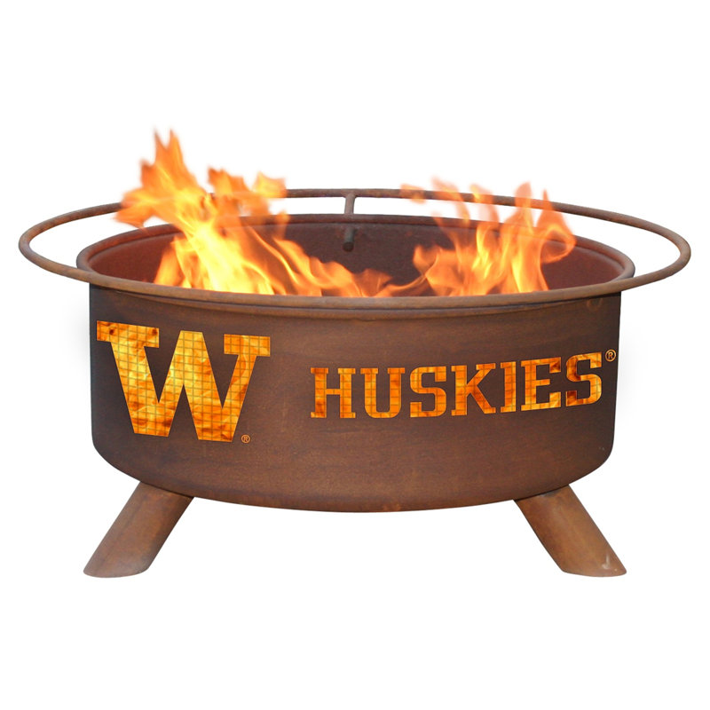 Collegiate Series 16" H x 30" W Steel Outdoor Fire Pit with Lid, University of Washington