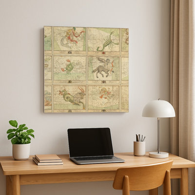12 cartes stellaires des constellations du zodiaque — Décoration murale carrée en métal