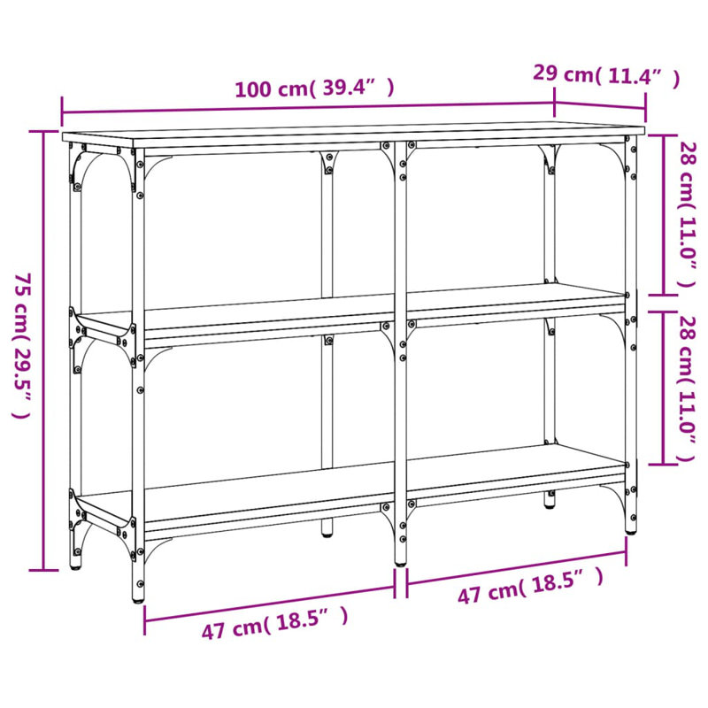 Console Table, 75cm H x 100cm W x 29cm D, Grey Sonoma