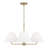 27"W x 15"H 4-Light Chandelier in Matte Brass with White Fabric Shades and Glass Diffusers