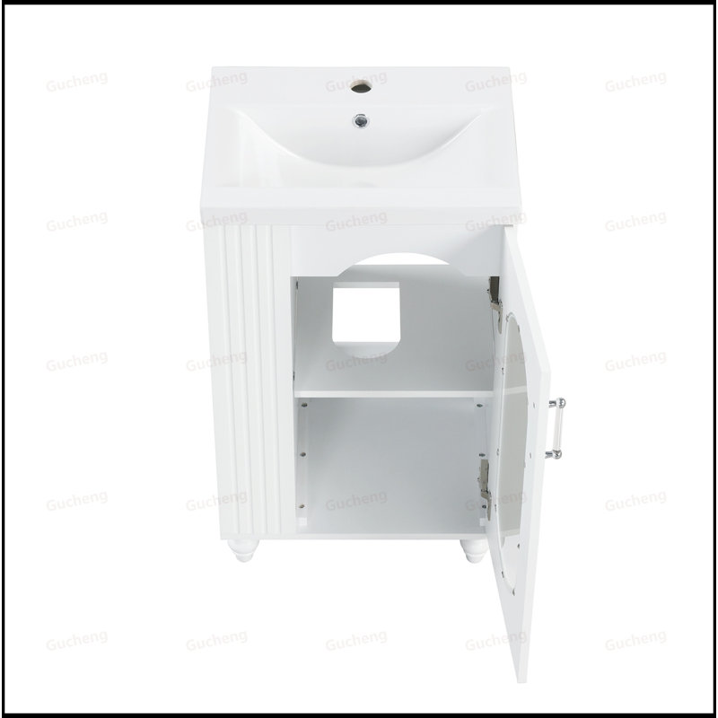 Meuble-lavabo avec lavabo et tablette réglable, Blanc