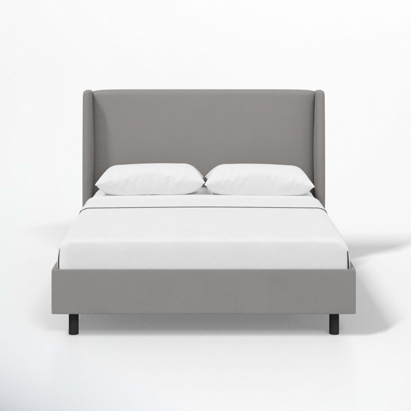Tilly Upholstered Low Profile Platform Bed, Queen, Classic Otter Performance Velvet