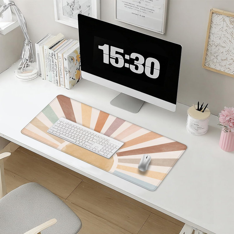 Boho Sun Large Mouse Pad 31.5x15.7inch, Sunshine Rainbow Large Extended Computer Desk Mat Mousepad for Keyboard and Mouse, Boho Desk Accessories