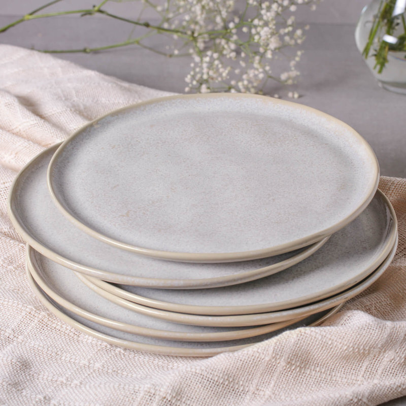 Assiette plate Latte en grès céramique de 11,4 po - Va au micro-ondes, au four et au lave-vaisselle