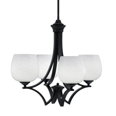 Zilo 4 Light Uplight Chandelier Shown With 6" White Marble Glass