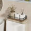 Organisateur de panier de toilette avec poignée, plateau de rangement de salle de bain en bois rustique et en fer pour papier hygiénique et articles essentiels, tablette peu encombrante