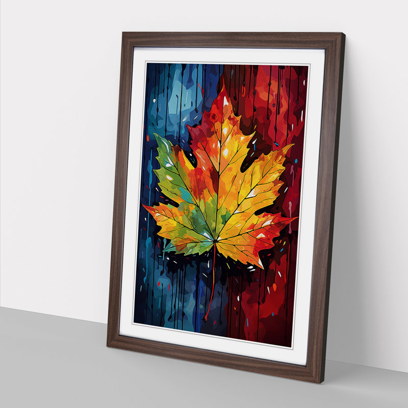 Leaf Pop No.3 - Single Picture Frame Print on Wood, 64cm H x 46cm W x 2cm D, Walnut