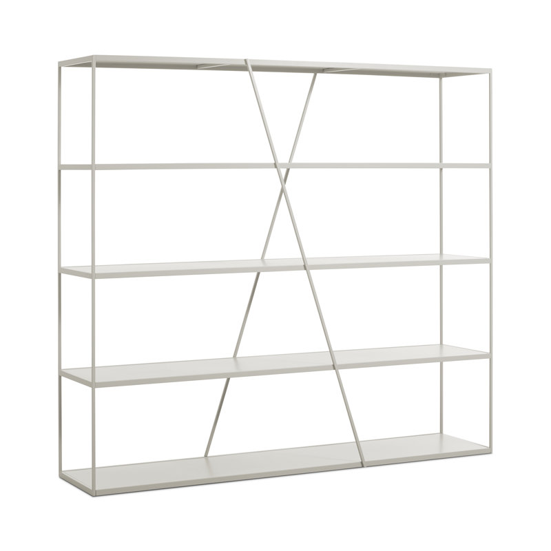 NeedWant Etagere Bookcase, Putty, (4 Shelves) 73" H x 80" W x 19" D