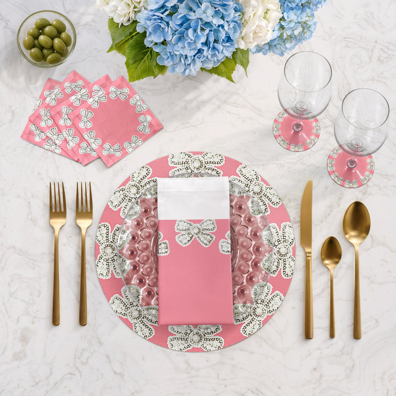 Sous-verres ronds en cuir rose, Rose