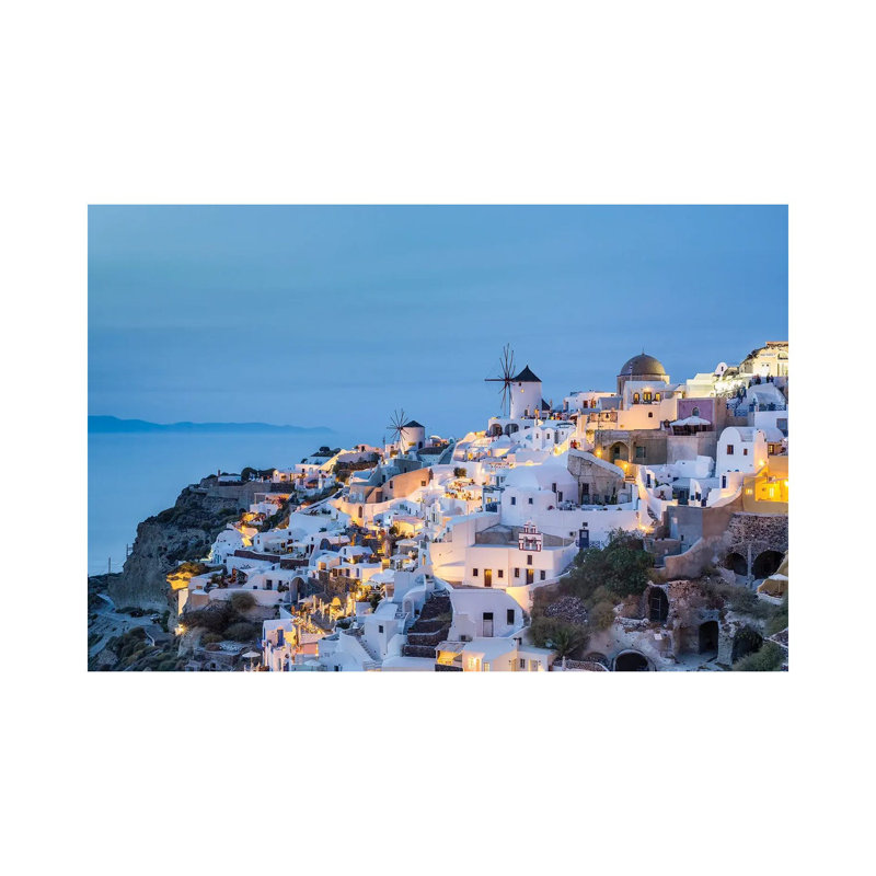 Village d'Oia la nuit, Santorini, Grèce, H 18 po x l 26 po x P 1,5 po