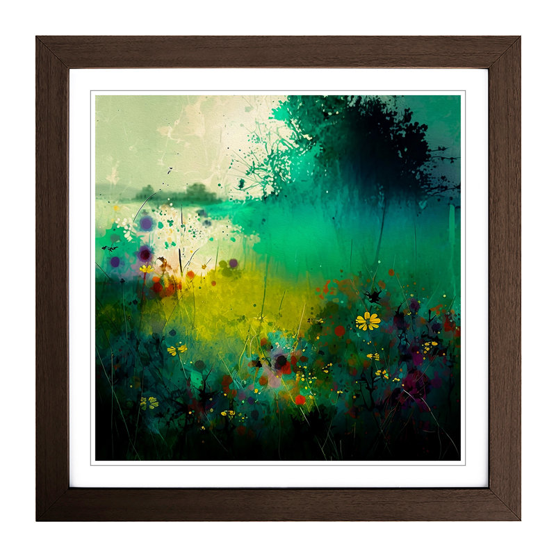 Meadow Abstract Expressionism No.1 - Framed Print, Walnut
