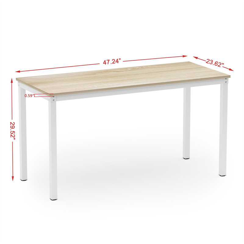 Bureau d'ordinateur Pauljohn, H 29,53 po x l 47,24 po x P 23,62 po, Blanc, Beige
