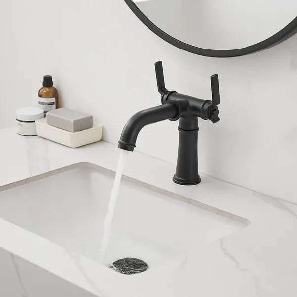 Meuble-lavabo de salle de bain à poignée double à poignée double style industriel