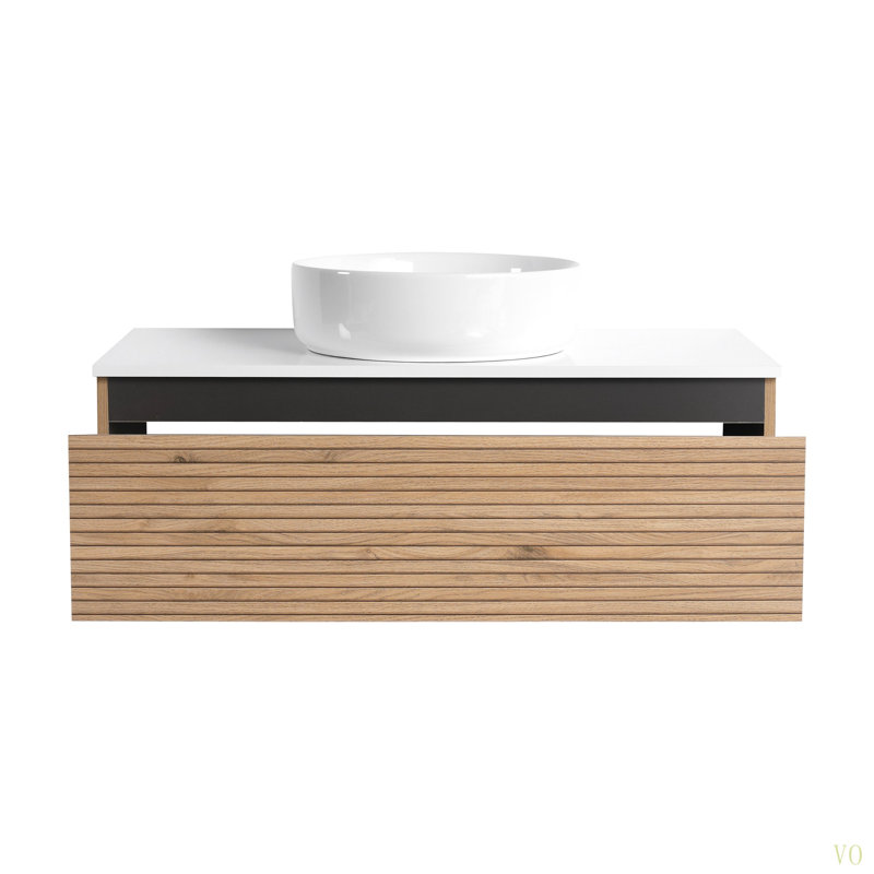 Meuble-lavabo mural 36 po avec lavabo en céramique et 1 tiroir à fermeture en douceur (emballage KD), 35"