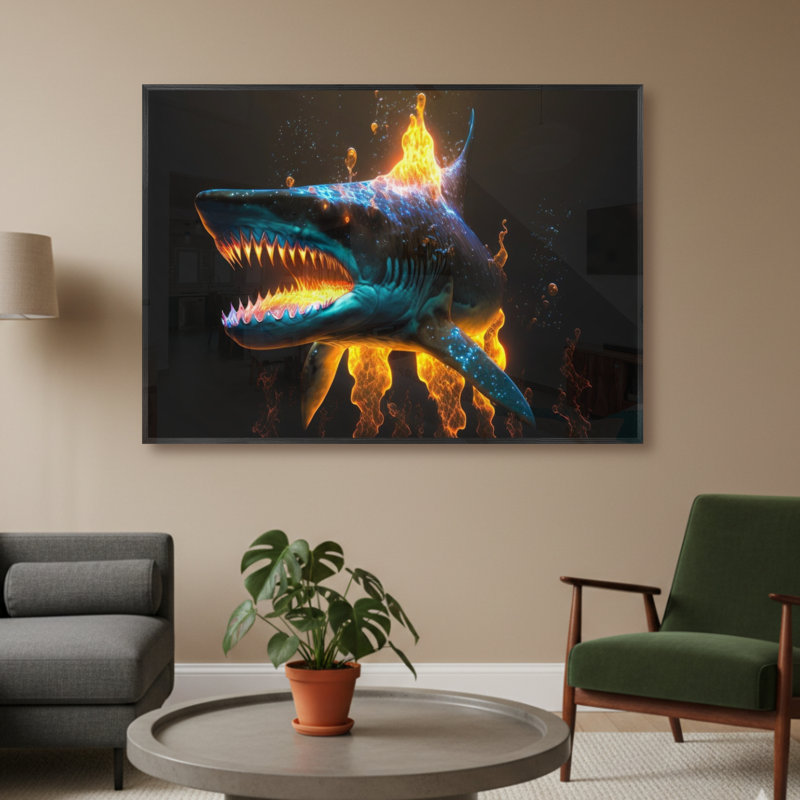 Single Picture Frame LED Illuminated Wall Art Wall Art on Glass / Aluminium, 50 cm H x 60 cm W