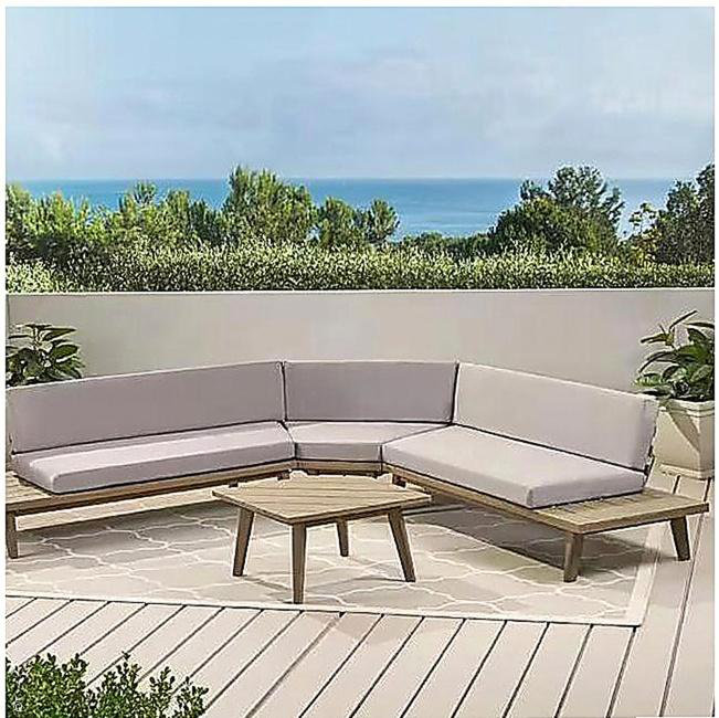 HILLCREST  V Shaped 4-Piece Sofa Set-Gray