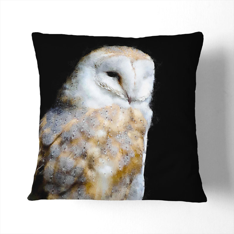 Barn Owl Vol.3 Painting Square Throw Cushion, 40cm W x 40cm D x 15cm D, White