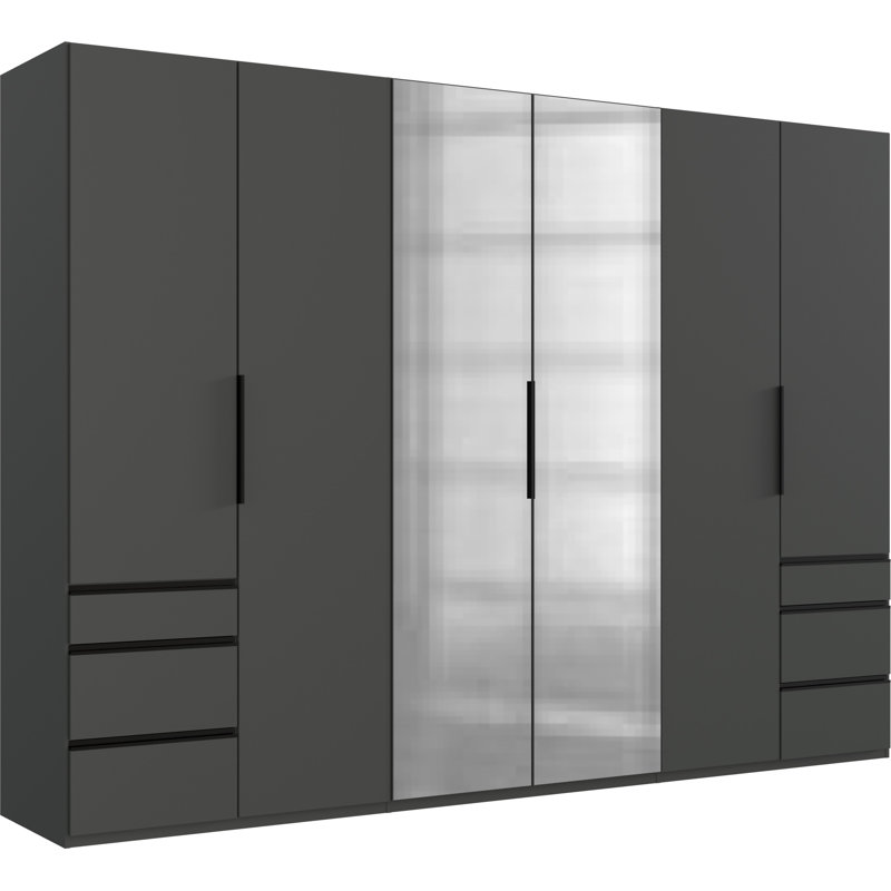 Guardino 6 Door Wardrobe, 216cm H x 300cm W x 58cm D, Graphite