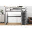 Lit mezzanine double avec garde-robe intégré, tablettes en acrylique à DEL gris, rangement dans la chambre à coucher, bande et durabilité