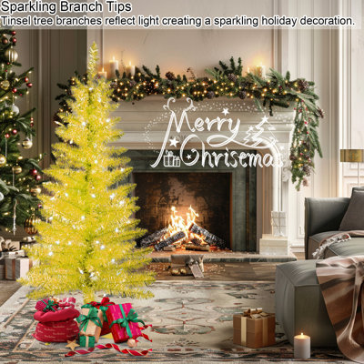 Arbre de Noël artificiel mince pré-éclairé Gloden