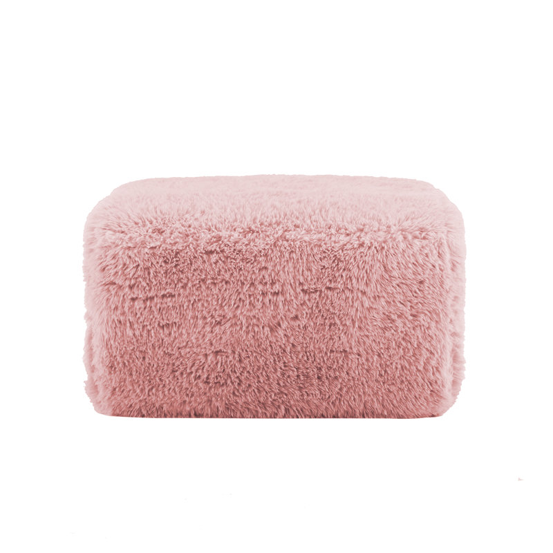 Plush Fabric Ottoman For Living Room – Footrest, Spare Seat & Decorative Accent, Pink