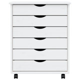 Ladehe MOSS 6-Drawer Chest with Wheels, Solid Pinewood