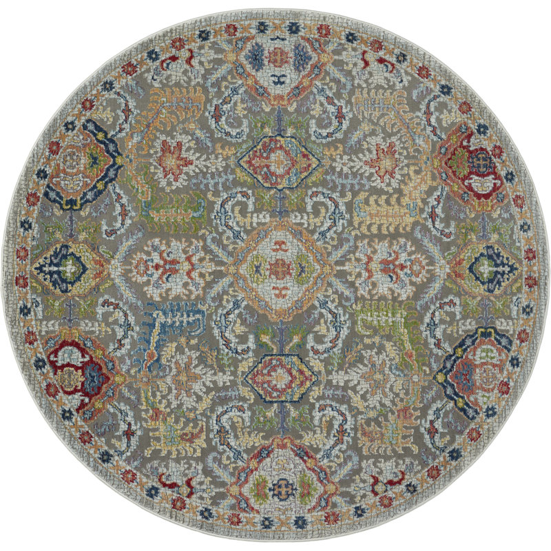 Tapis traditionnel gris Raymond, Rond 4 pi