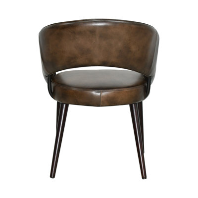 Chaise de salle à manger Thorpe en cuir whisky antique avec pieds en noyer