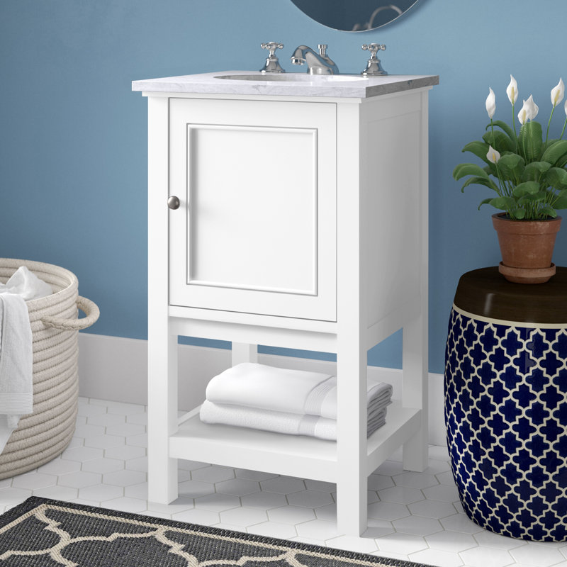 19'' Single Bathroom Vanity with Carrara Marble Top, Green