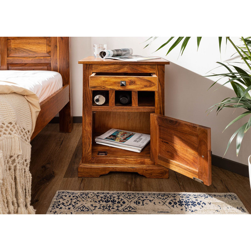 Oxford 46 cm W Solid Wood Bedside Table, Honey
