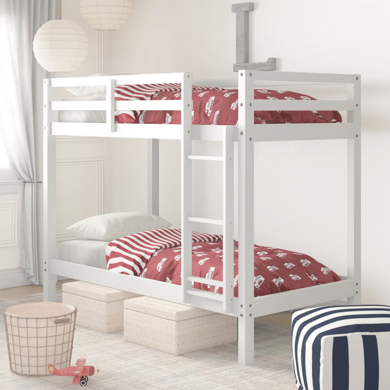 Harold Kids Twin Over Twin Bunk Bed, White
