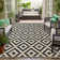 Geometric Black and Beige Outdoor Rugs with Cross Pattern