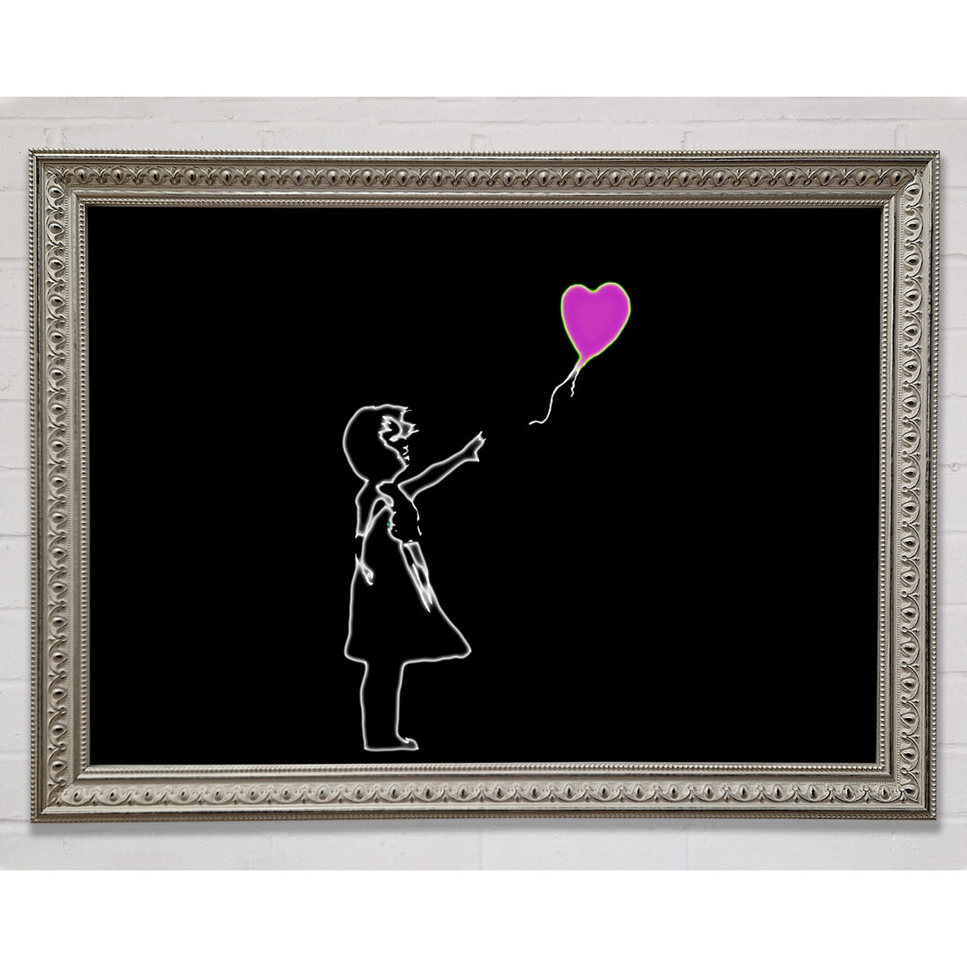 Love Balloon Silver Pink - Einzelner Bilderrahmen Kunstdrucke