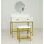 Meuble-lavabo avec miroir, tabouret et rangement, couleur or blanc antique, style moderne pour les petites chambres à coucher, table, profondeur de 32,3 po, palette de couleurs de maquillage de 58 lb, largeur de 18,9 po, hauteur de 54,56 po,