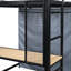 Lit mezzanine double en métal avec bureau, tablettes, prise électrique, lampe à DEL et garde-robe en noir. Économisez de l'espace dans votre maison. Construire. L 77,4 po x l 56,5 po x H 66,5 po. Matelas non inclus. Tablettes noires à assembler,-606493730-606493732