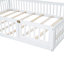 Lit de maison en bois avec garde-corps - taille double, taille blanche en forme de maison rustique et attrayant