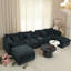 Canapé modulaire en forme de U 144 po 144 po - Canapé en chenille 6 places avec repose-pieds mobile, rangement dissimulé et porte-gobelets (noir)-2142118854