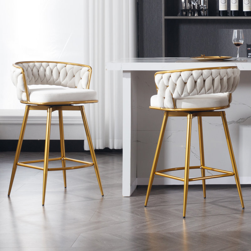 Upholstered Swivel Counter Stool, Ivoire