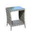 Table basse en osier avec verre trempé et durabilité résistante aux intempéries