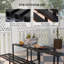 Suffolk 3 Pieces Picnic Bench Set, Table and 2 Benches Black