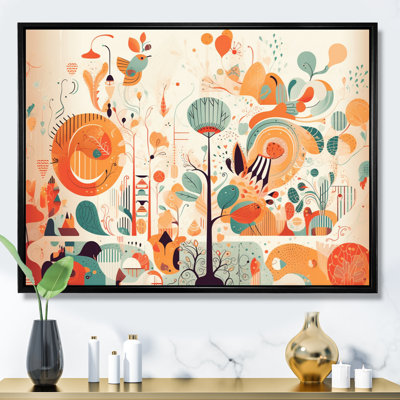 Journée ensoleillée avec oiseaux et arbres sur toile