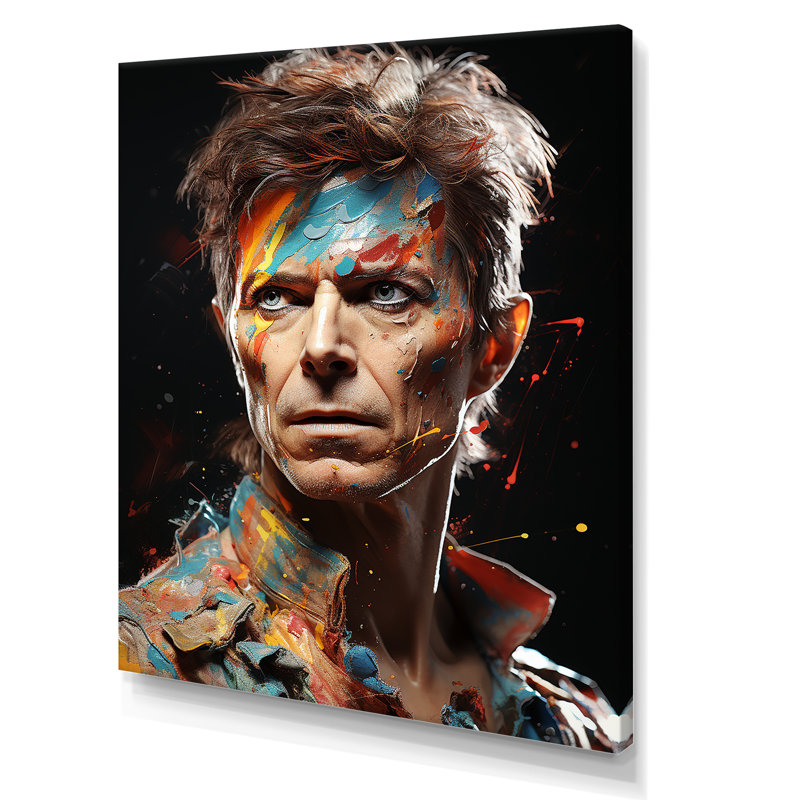 Peinture fusion David Bowie Portrait III - Pop Art, art mural, Toile tendue, H 32 po x l 16 po