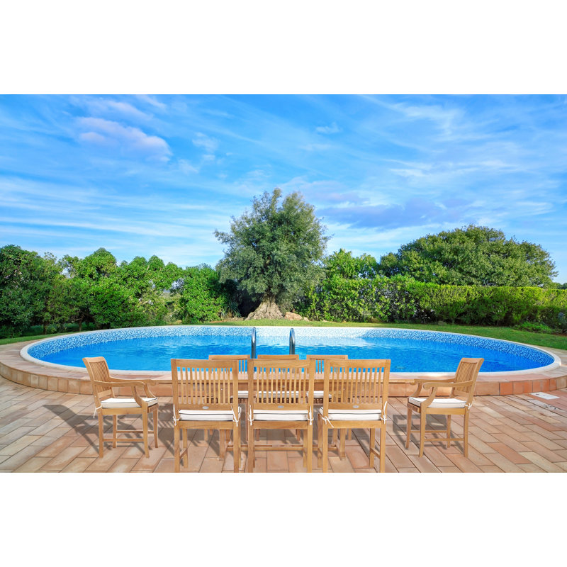 Anquinetta Outdoor 9 - Piece Teak Dining Set with Cushions