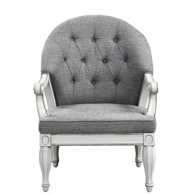 Gray And White Chair, Upholstery, Loose Seat Cushion For Easy Management Fabric Chair With Accents, Structure, Full Foam Enjoyment
