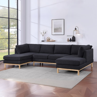 124" Wide Double Chaise U-Shape Sectional Sofa