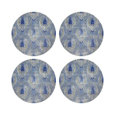 Jewel White Vegan Leather Round Coasters