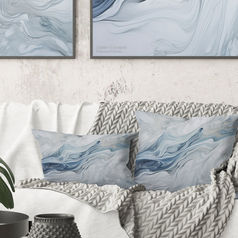 Gris et bleu Glacier Charm liquide Art - Coussin décoratif imprimé Glacier