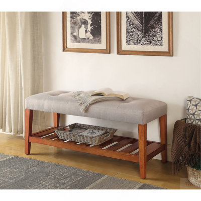 Charla Light Grey Fabric & Oak Finish Bench