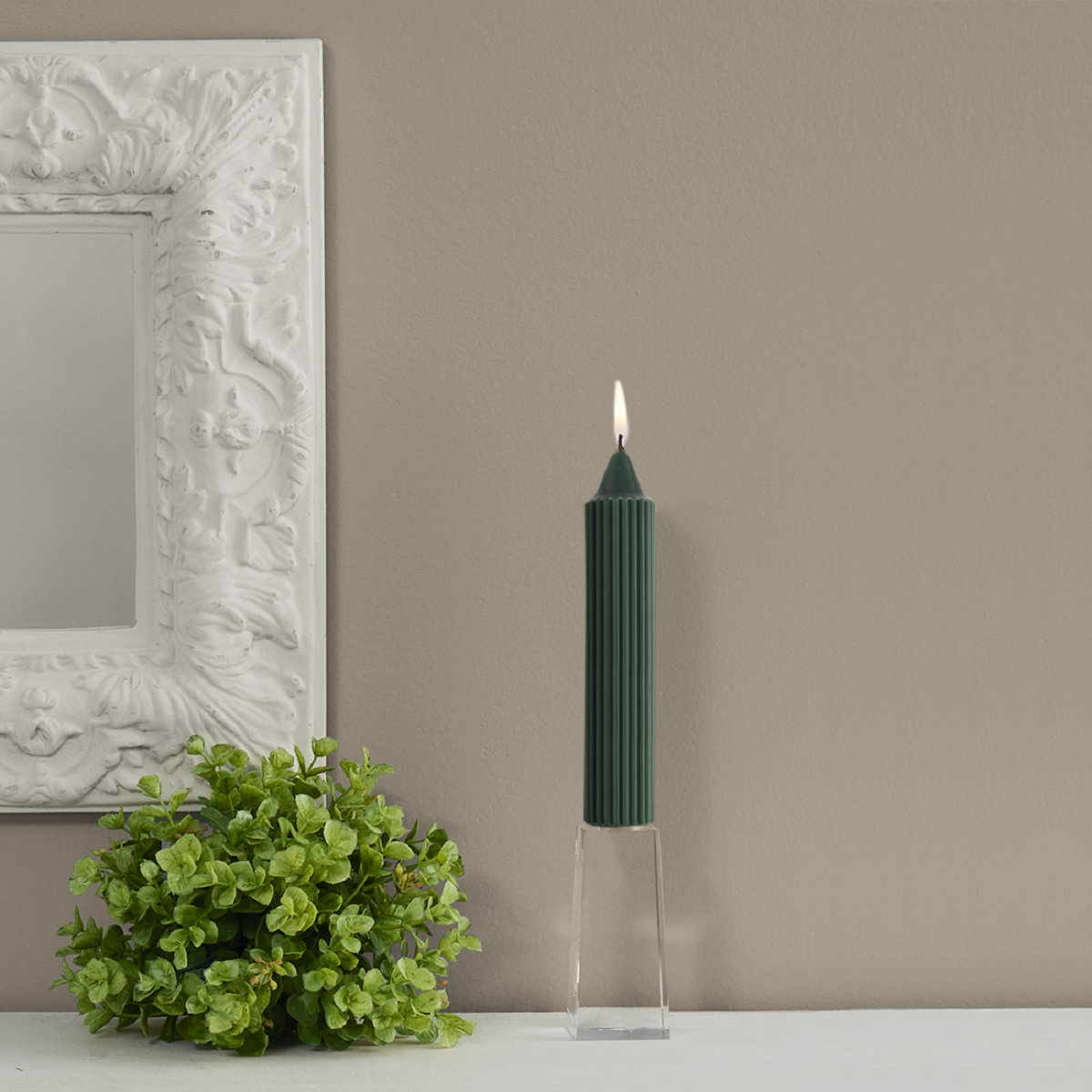 Unscented Taper Candle, 7" H x 1.25" W x 1.25" D, Green