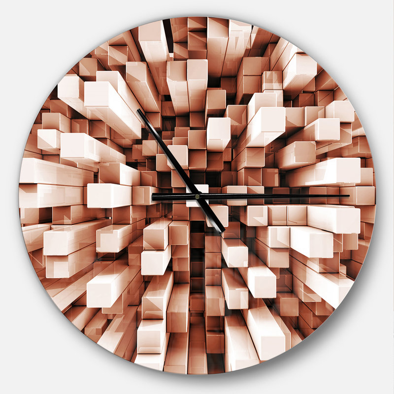 Réfléchissant carreauté cube - horloge murale moderne, Moyen